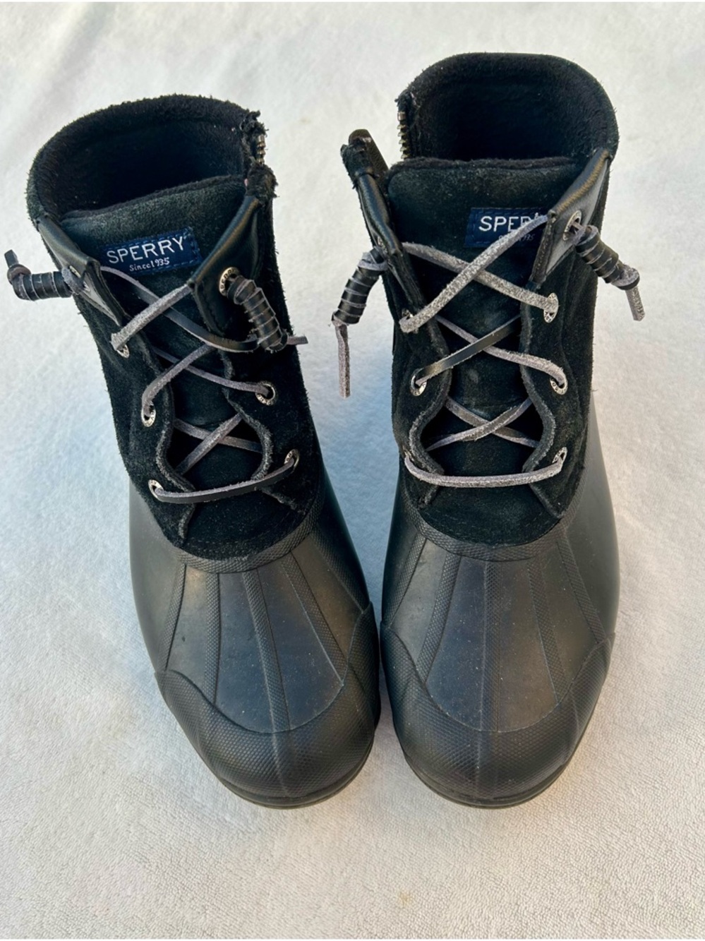 Sperry Syren Gulf Duck Boot Women Size 6.5 Side Zip Waterproof Black
